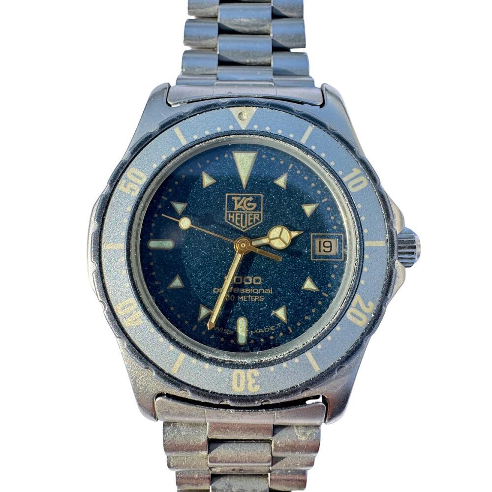 Vintage Tag Heuer 927.606 Mens 2000 Series Professional Watch Blue Moonddust